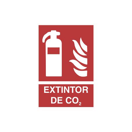 SEÑAL LUMINISCENTE 297X210MM. EXTINTOR CO2. EL DISEÑO DE LA SEÑAL PUEDE VARIAR, PERO EN NINGÚN CASO SE VARIARÁ EL S