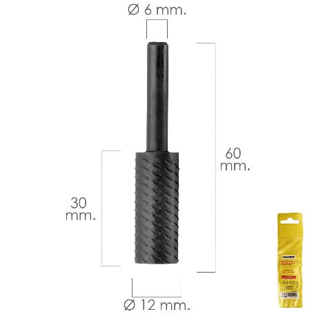FRESA ROTATIVA PARA METAL CILINDRICA Ø 12 MM. PARA TALADRO / FRESADORA