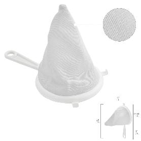 COLADOR TELA FRANELA ARMAZÓN DE PLASTICO Ø 14 CM. CON 2 GANCHOS