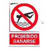 CARTEL PROHIBIDO BAÑARSE 30X21 CM.