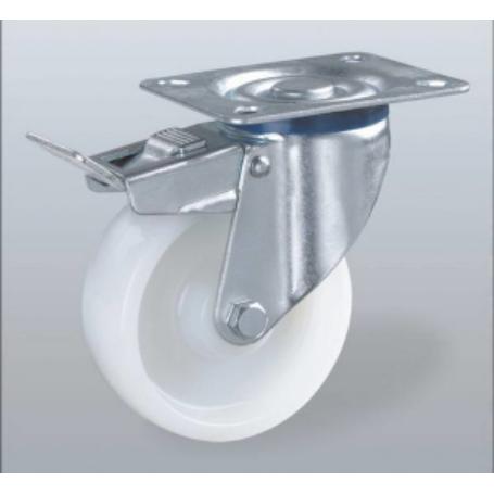 RUEDA NYLON CON PLACA 80 MM. CON FRENO 16129
