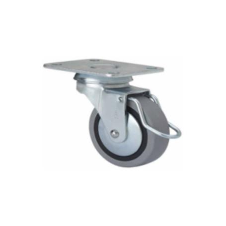 RUEDA PVC CON PLACA 30 MM. CON FRENO 17286