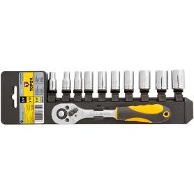 JUEGO LLAVES VASO 1/4 11PZAS TOPEX
