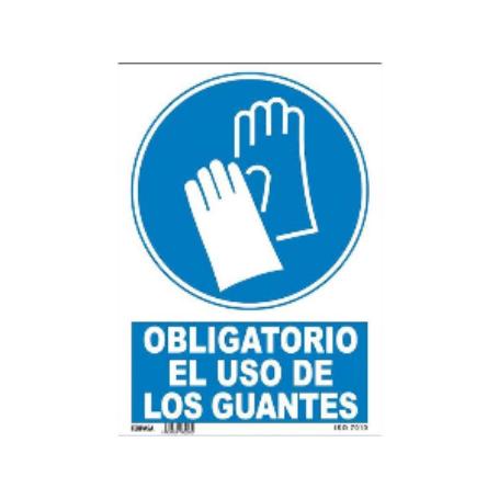 CARTEL VINILO ADH.USO GUANTES 21X30