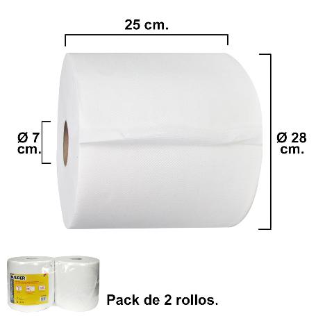 ROLLO PAPEL SECAMANOS INDUSTRIAL  800 SERVICIOS POR ROLLO (2 ROLLOS)