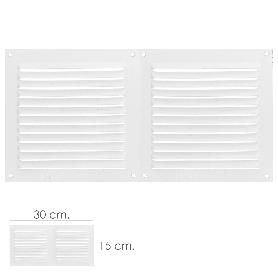 REJILLA VENTILACION ATORNILLABLE DOBLE 30X15 CM. COLOR BLANCA