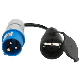 ADAPTADOR DE CLAVIJA CEE A SCHUKO, 2 POLOS + TIERRA. MAX. 16A. 230V