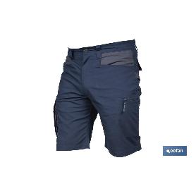 BERMUDAS DE TRABAJO TYR ELASTANO 215 G/M2 AZUL MARINO CON DETALLES GRISES TALLA 54