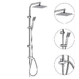 COLUMNA DUCHA UNIVERSAL MULTIFUNCIONAL COMPLETA CUADRADA, ACERO INOXIDABLE, ROCIADOR ALCACHOFA EFECTO LLUVIA 22,5X2