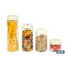 BOTE DE VIDRIO BOROSILICATO CON TAPA BEIGE GAMA LAUREL 1700 ML