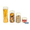 BOTE DE VIDRIO BOROSILICATO CON TAPA BEIGE GAMA LAUREL 1000 ML