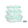 SET DE 3 RECIPIENTES DE BOROSILICATO MODELO AGATHA 640 ML -1040 ML-1520 ML