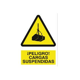 SEÑAL POLIESTIRENO 297X210 MM. ¡PELIGRO! CARGAS SUSPENDIDAS