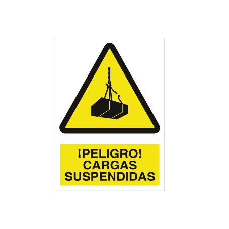 SEÑAL POLIESTIRENO 297X210 MM. ¡PELIGRO! CARGAS SUSPENDIDAS