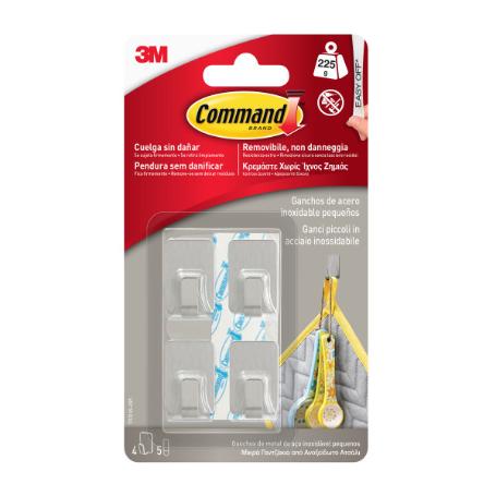 3M PERCHA COMMAND  INOX PEQUEÑO 4 UND. 0.225 KG 17031 7100352631