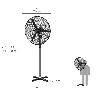 VENTILADOR PIE Ø 70 X195 CM. NEGRO 190 W. OSCILACIÓN AUTOMATICA, ALTURA REGULABLE, CABEZAL INCLINABLE, BASE ESTABLE