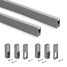 EMUCA LOTE DE 2 BARRAS PARA ARMARIO LUXE DE LONGITUD 1.15M CON SOPORTES, ALUMINIO Y PLÁSTICO, TITANIO