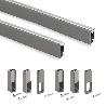 EMUCA LOTE DE 2 BARRAS PARA ARMARIO LUXE DE LONGITUD 1.15M CON SOPORTES, ALUMINIO Y PLÁSTICO, TITANIO