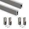 EMUCA LOTE DE 2 BARRAS PARA ARMARIO LUXE DE LONGITUD 0.75M CON SOPORTES, ALUMINIO Y PLÁSTICO, TITANIO