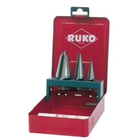 RUKO-101020-JUEGO 3 BROCAS CÓNICAS HSS + PASTA DE CORTE 30 G