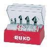 RUKO-102142A-JUEGO DE 5 AVELLANADORES CÓNICOS DIN 335 FORMA C HSS 90° PARA ALUMINIO
