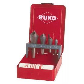 RUKO-102312E-JUEGO DE 4 AVELLANADORES-DESBARBADORES HSS-CO 5 + PASTA DE CORTE 30 G.