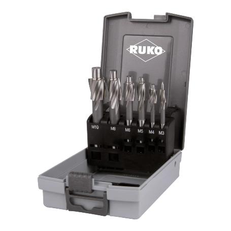 RUKO-102451RO-JUEGO DE 6 AVELLANADORES PLANOS DIN 373 HSS PASO MEDIO