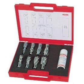 RUKO-108810-JUEGO DE 8 BROCAS HUECAS HSS VÁSTAGO WELDON