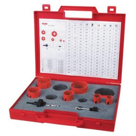 RUKO-106301-JUEGO DE 8 CORONAS PERFORADORAS HSS BIMETAL PARA FONTANERÍA TIPO PK1