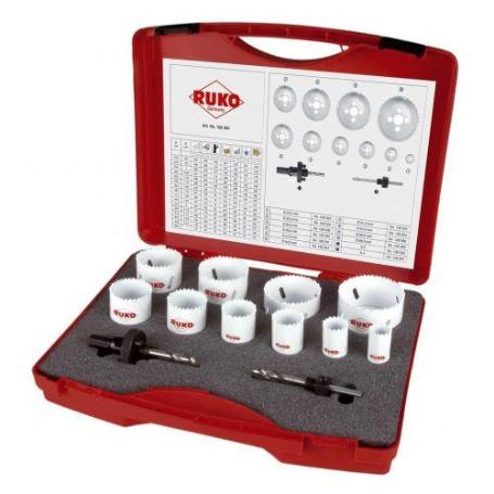 RUKO-126304-JUEGO DE 12 CORONAS PERFORADORAS HSS-CO 8 PARA MANTENIMIENTO TIPO SUPER