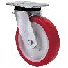 RUEDA GIRATORA PLACA 10SLR150-PO NYLON BLANCO-POLIUR.ROJO EJE LISO
