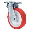 RUEDA GIRATORA PLACA 10SLR150-PO NYLON BLANCO-POLIUR.ROJO EJE LISO