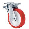 RUEDA GIRATORA PLACA FRENO 10SLRFD150-POB NYLON BLANCO-POLIUR.ROJO EJE BOLAS