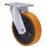 RUEDA GIRATORA PLACA 10SLR150-HUB HIERRO-POLIUR.NARANJA EJE BOLAS