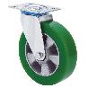 RUEDA GIRATORA PLACA 10ZV200-AUGB ALUMINIO-POLIUR.VERDE EJE BOLAS
