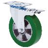RUEDA GIRATORA PLACA FRENO 10ZVFD200-AUGB ALUMINIO-POLIUR.VERDE EJE BOLAS