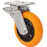 RUEDA GIRATORA PLACA FRENO 10SLRFD150-HUAB HIERRO-POLIUR.NARANJA BOLAS BALONA