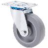 RUEDA GIRATORA PLACA 10ZV100-PGR GOMA ELASTICA GRIS EJE RODILLOS