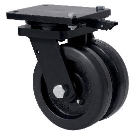 RUEDA GIRATORA PLACA MEC.DIR.10HLGMD150-HGB HIERRO-GOMA NEGRA NATUR(DOBLE)BOL