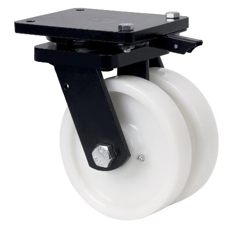 RUEDA GIRATORA PLACA MEC.DIR.10HLGMD200-FT NYLON BLANCO EXTRAFUERT(DOBLE)LISO
