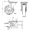 RUEDA GIRATORA PLACA 4MM 10ZVR150-HUB HIERRO-POLIUR.NARANJA EJE BOLAS