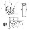 RUEDA GIRATORA PLACA FRENO 4MM 10ZVRFD150-HUB HIERRO-POLIUR.NARANJA EJE BOLAS