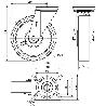 RUEDA GIRATORA PLACA 4MM 10ZVR200-HUB HIERRO-POLIUR.NARANJA EJE BOLAS