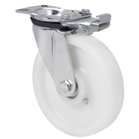 RUEDA GIRATORA PLACA MEC.DIR.4MM 10ZVRMD150-FT NYLON BLANCO EXTRAFUERTE LISO