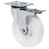 RUEDA GIRATORA PLACA FRENO 4MM 10ZVRFD150-FTB NYLON BLANCO EXTRAFUERTE BOLAS