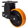 RUEDA GIRATORA PLACA 10HLSB150-HUB SUSPENSION HIERRO-POLIUR.NARANJA EJE BOLAS