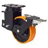 RUEDA GIRATORA PLACA FRENO 10HLSBFN150-HUB SUSPENSION POLIUR.NARANJA BOLAS