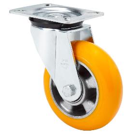RUEDA GIRATORA PLACA 4MM 10ZVR160-AUAB ALUMINIO-POLIUR.NARANJA BOLAS BALONA