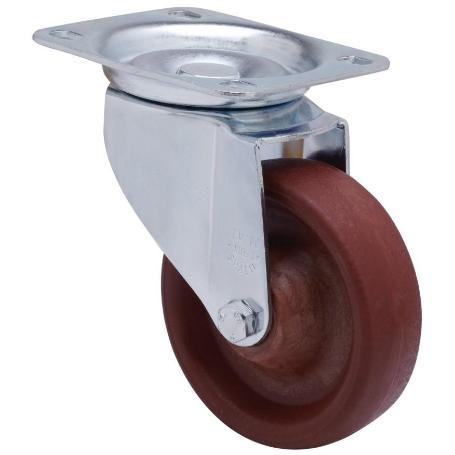 RUEDA GIRATORA PLACA 10ZV200-TD RESINA MARRON EJE LISO