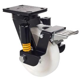 RUEDA GIRATORA PLACA FRENO 10HLSEFN250-FTB SUSPENSION NYLON BLANCO EJE BOLAS